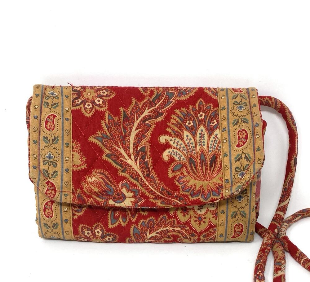 RARE!!! Vera Bradley Vintage Windsor Paisley Red 1995 Small Crossbody Wallet